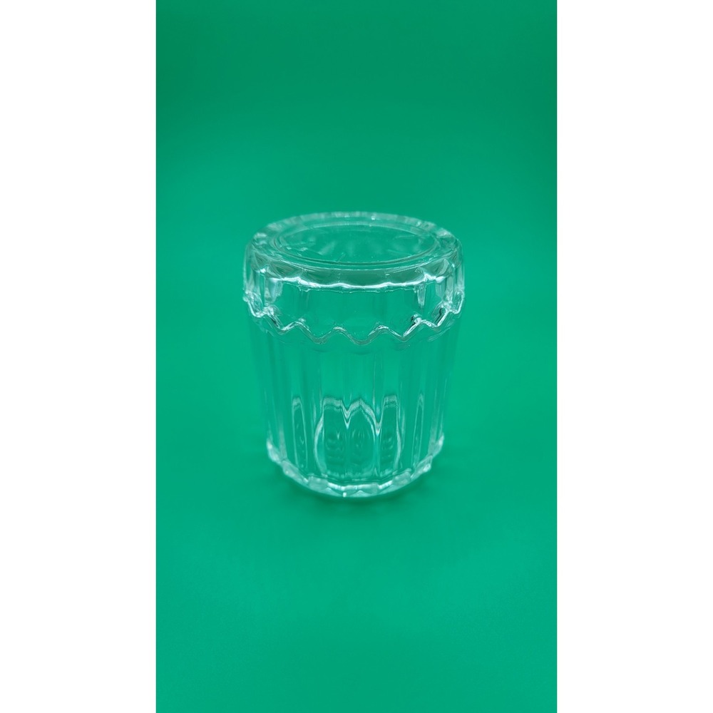 Vintage Glass Ribbed Jar With Lid, Anchor Hocking c1920 3.25 X 2.5 Trinkets